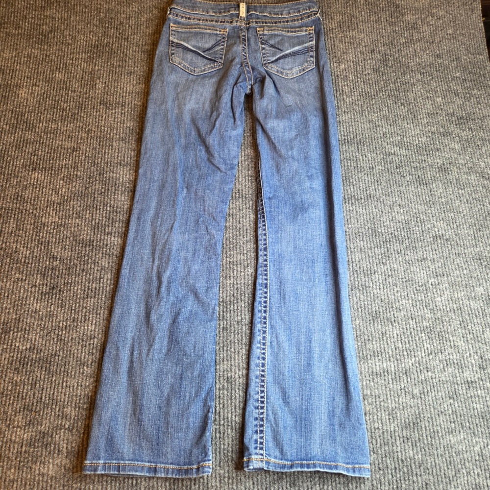 Ariat REAL Denim Womens 14 Medium Wash Bootcut Stretch Jeans Blue Paisley Trim - Picture 8 of 8